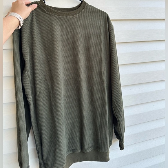 forever 3am Tops - Army Green Corded OVERSIZED Sweatshirt